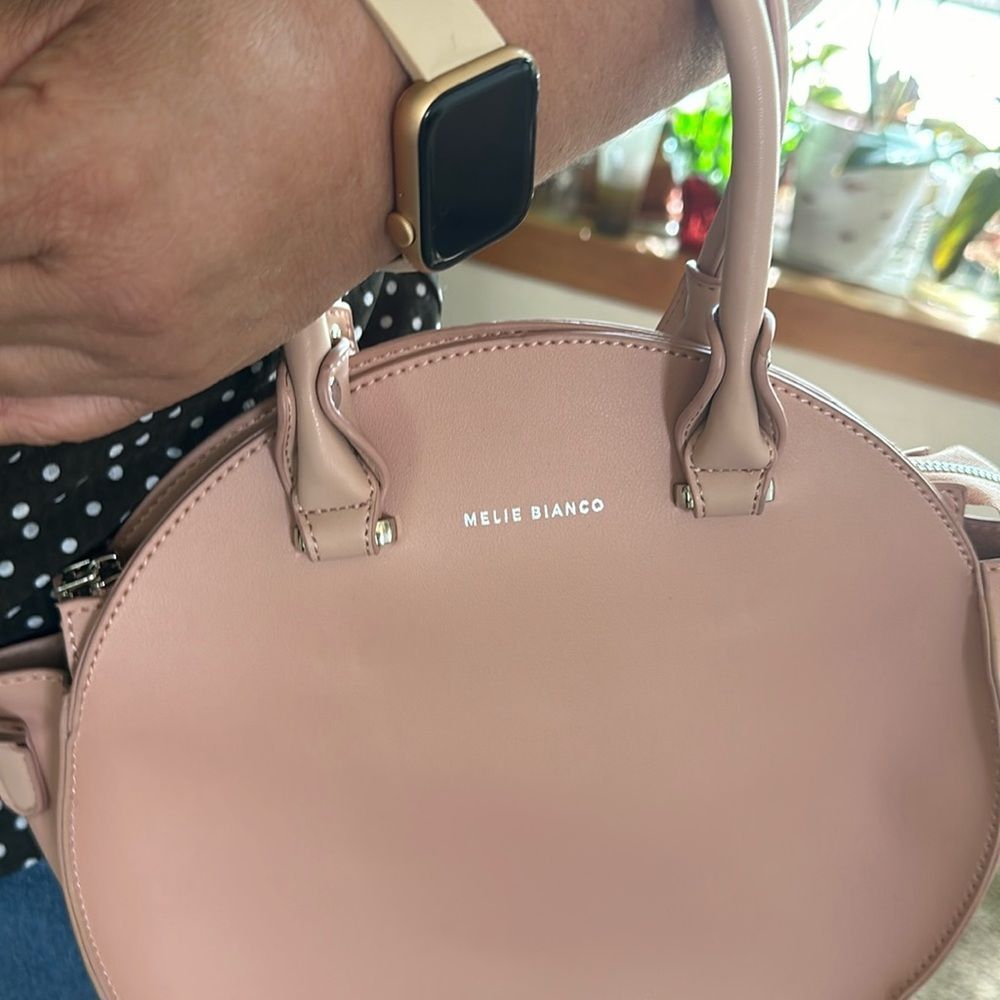 Melie Bianco Estee Vegan Leather Circle Tote Bag, Blush